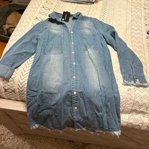 Denim Button-Up Shirt Dress